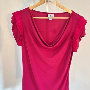 Vibrant Pink Cowl Neck Blouse